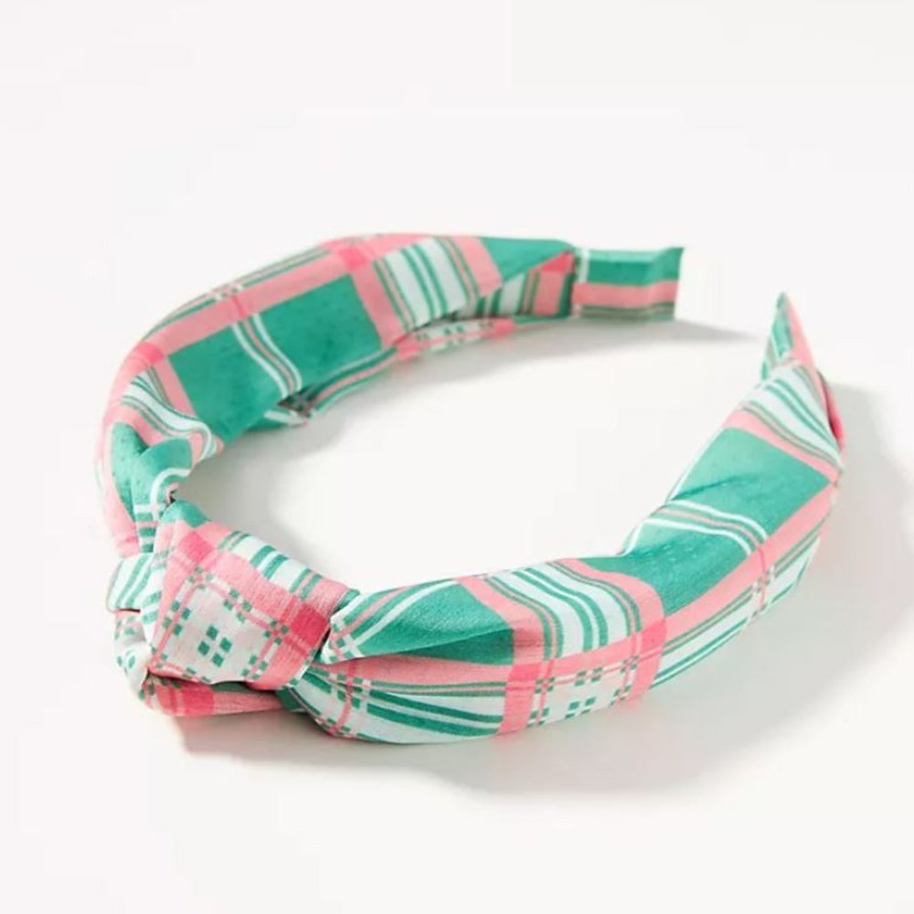 NWT ANTHROPOLOGIE Preppy Checkered Knotted Headband